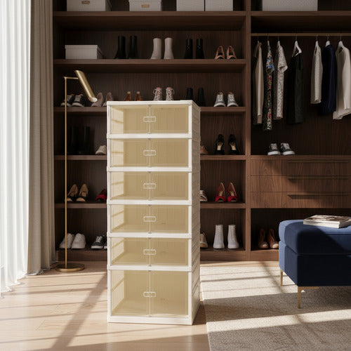 Organizador Plegable Plastico De Zapatillas 6 Cajones VIVENDI Blanco