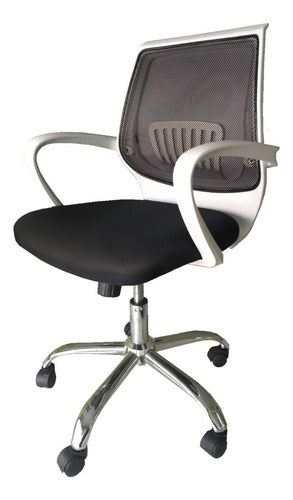 Silla Para Computacion Pc Oficina Tm Blanca Tapizado Negro Color Blanco