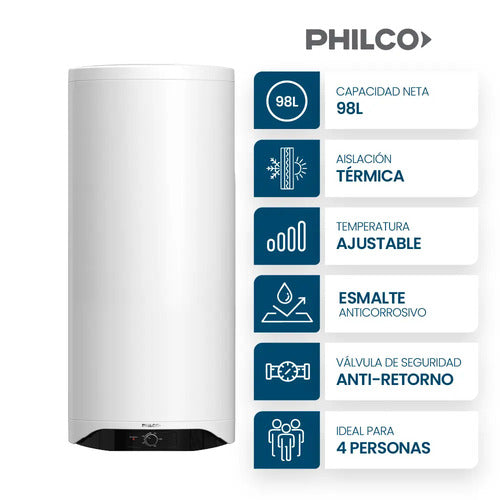 Termotanque Eléctrico Philco 100l Phtg100bm1 Blanco