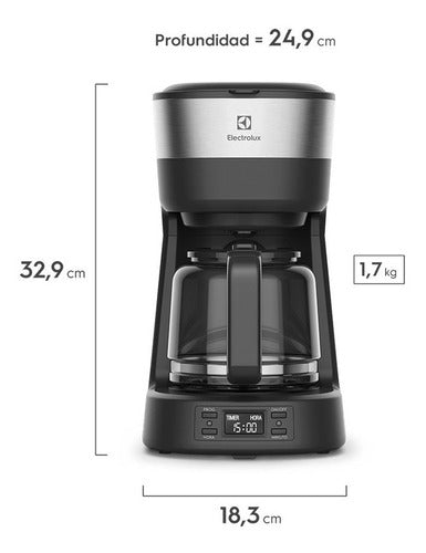 Cafetera Eléctrica Programable Electrolux Ecm25 Inox De 1,2l Negro