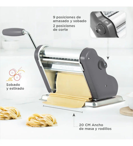 Máquina de Pasta Pastalinda Clásica 200 Gris Acero Inoxidable