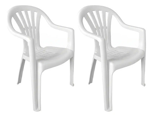 2 Sillas Plasticas Apilables Interiores Exteriores Tm H:100k Blanco Lisa