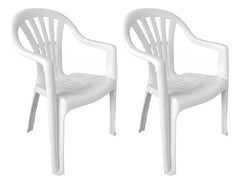 2 Sillas Plasticas Apilables Interiores Exteriores Tm H:100k Blanco Lisa