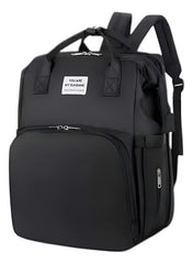 Mochila Maternal Multifunción Cuna Cambiador Para Bebe Negro Negro Liso