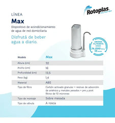 Purificador De Agua Rotoplas Max Sobre Mesada Blanco Blanco