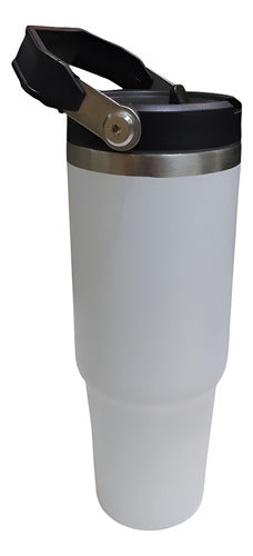 Vaso Termico Acero Inox Frio Calor Manija 900ml Tm Blanco Liso