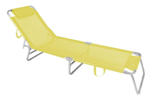 Reposera Cama Plegable Reclinable Aluminio Botafogo Amarillo Amarillo