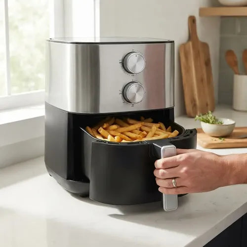 Freidora De Aire Atma Fr256maip Con Visor 6l Inox 1750w Negro