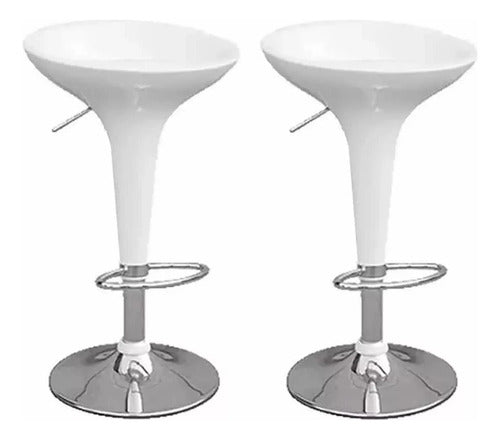 Banquetas Altas X 2 Desayunador Blanco Cocina Taburete Cts Cromado Negro