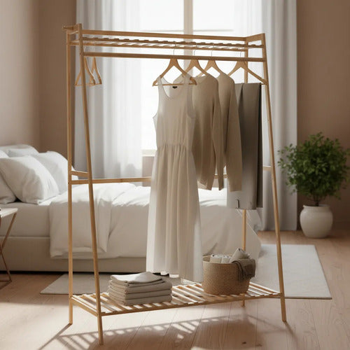 Organizador Perchero Estantes Bambu Variable De Alturas Marrón