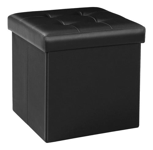 Puff Baulera Plegable Tm Guardado Capitone  38x38 Negro   Negro