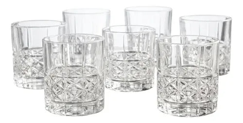 Set X 6 Vasos De Vidrio Labrado 70319 Carol 350 Ml Gris