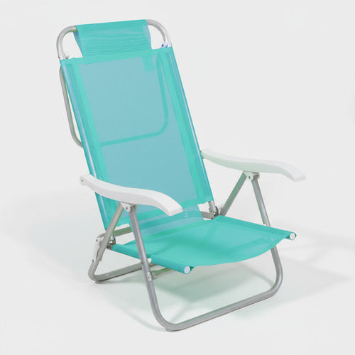 Reposera De 6 Posiciones Bel Sunny Aluminio Pvc Verde Agua Verde