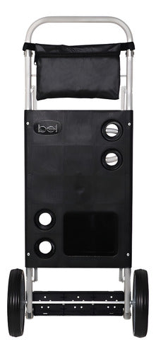 Carrito Playero Aluminio Playa Porta Reposeras Sombrilla Bel Negro