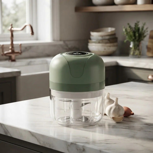 Picador Ajo Cebolla Verduras Portatil Recargable Usb 250ml Verde Musgo