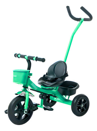 Triciclo Con Manija & Canasto Bebesit Sl1701a Verde H30k Css Verde
