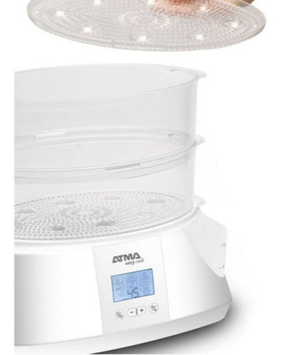 Vaporera Digital Atma Va8121 900w Timer 3 Bandejas Alarma Color Blanco