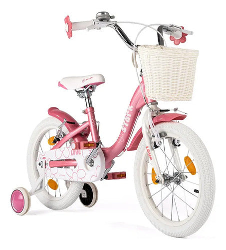 Bicicleta Rodado 16 Stark Love Acero Aluminio V Brakes Rosa 16