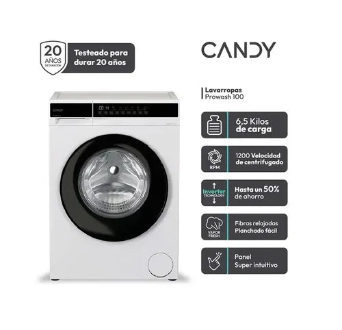 Lavarropas Automatico Ey26sb7-12 6.5kg 1200r Bl Candy Blanco