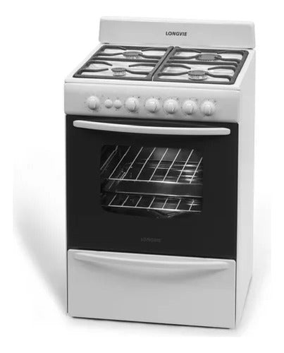 Cocina A Gas Longvie 13601bf Blanca De 60cm Eficiencia A Blanco