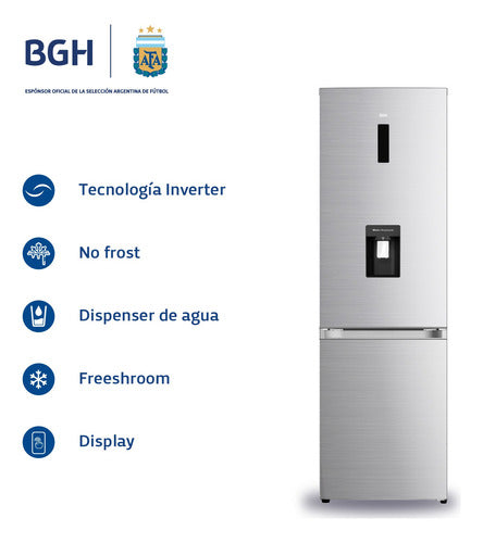Heladera Combi Inverter No Frost Bgh Brc330i1a Inox 312lts Gris
