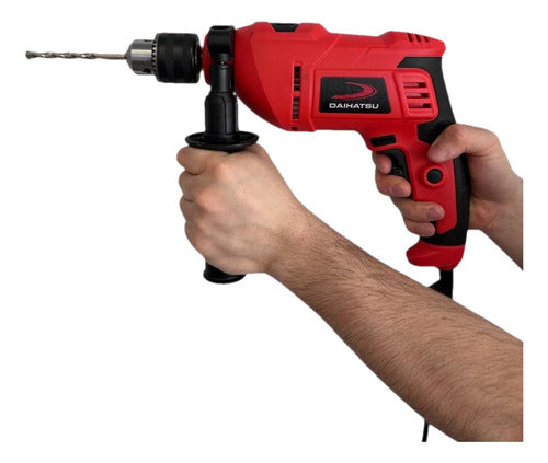 Taladro Percutor Eléctrico 500w 13mm Con Maletín Y Juego De Mechas Daihatsu Ti500k Control De Velocidad Variable Y Funciones De Reversa Y Percutor