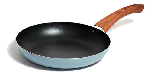 Set Bateria Cocina 7 Pz Carol Antiadherente Cacerola Sarten Azulino