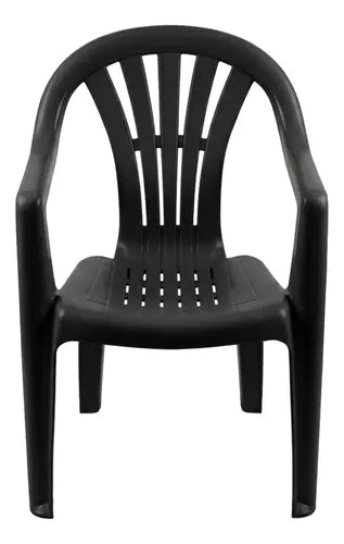 4 Sillas Plasticas Apilables H:100k Interiores Exteriores Tm Negro Lisa