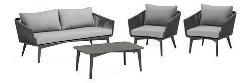 Juego Sillones Living Jardin Exterior Diva Aluminio Tio Musa Color Gris