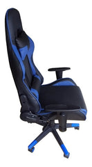 Silla Basculante Oficina Computacion Gamer Tm Negro Azul Cuero Sintético