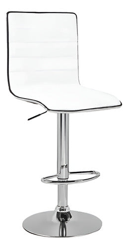 2 Banquetas Altas Taburete Tapizado Respaldo Blancas Vivendi Cromado Blanco