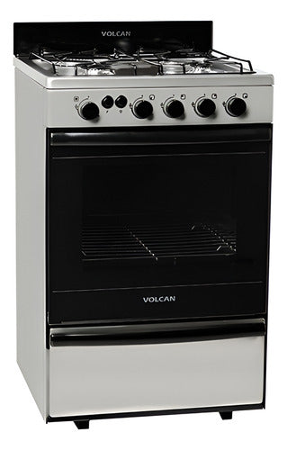 Cocina A Gas Volcan 87673vm Acero Inox Luz Con Termocupla Gris