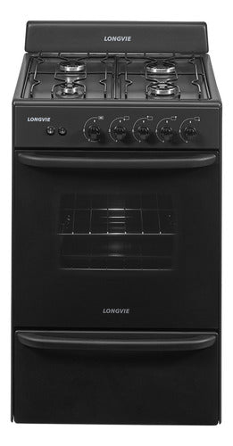 Cocina A Gas Longvie 12331g Grafito De 4 Hornallas 56cm Grafito