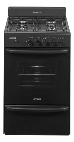 Cocina A Gas Longvie 12331g 56cm Grafito Cajón Parrilla Tipo Grafito