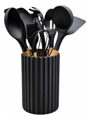 Set De Utensillos Cocina Silicona Mango Madera Carol