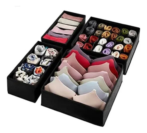 Organizadores De Cajones Vivendi Ropa Interior Set Por 4 Negro
