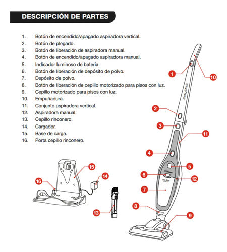 Aspiradora Inalámbrica 2 En 1 Liliana Easystick La953 Gris Oscuro