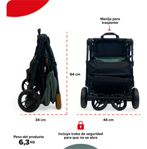Cochecito De Paseo Bebesit 1321c T- Flex Verde Verde Negro