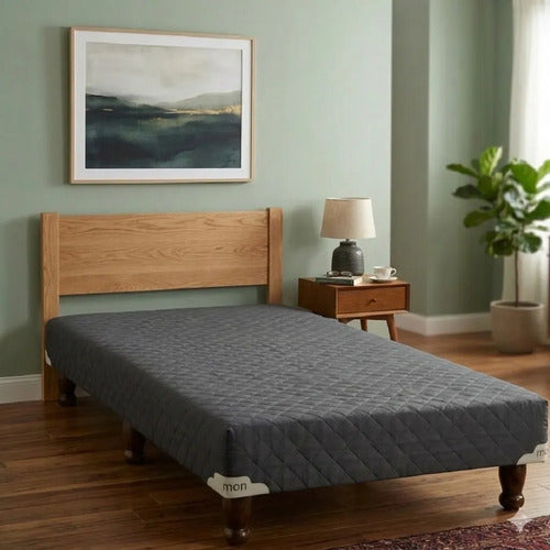 Base Sommier De 1 Plaza 1/2 Cannon De 190x90x21 Cm Gris Oscuro