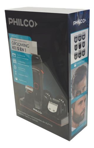 Corta Barba Afeitadora Philco Cb8875pp Grooming Kit 5 En 1 Negro