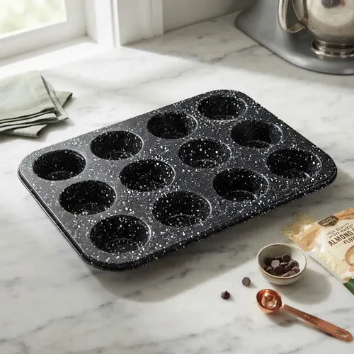 Molde De Acero Antiadherente Para 12 Muffins Carol 20028fne Negro