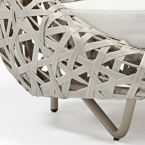 Juego De Sillones Mesita Living Jardin Exterior Ratan Curl Gris Curl