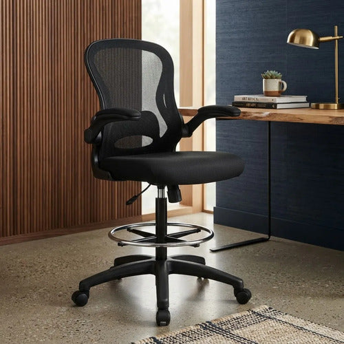 Silla Alta Onebox Ob-sm1 Para Mostrador Apoya Pies Cromado Negro