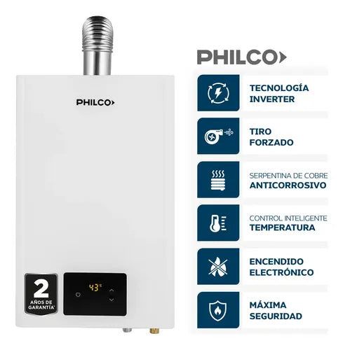 Calefón Philco 14/l Min - Blanco - Tiro Forzado - Tecnología Pilotless Gn