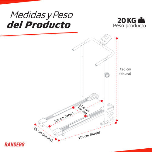Cinta Caminadora Randers Arg-051 Magnética Monitor Elec. Color Gris/negro