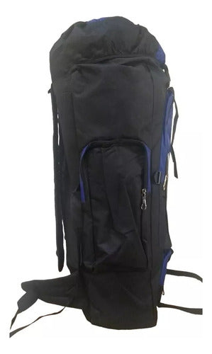 Mochila Para Camping Trekking Outdoor Azul Oscuro 90lts Cts Diseño De La Tela Liso