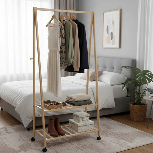 Organizador Bambu Estanterias Perchero Variables De Altura Marrón