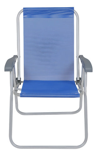 Reposera De 1 Posición Bel Aluminio Poliéster Pvc Azul Azul