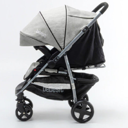 Coche De Paseo Bebesit 1390-e Gris Con Manillar Rebatible Gris Plateado