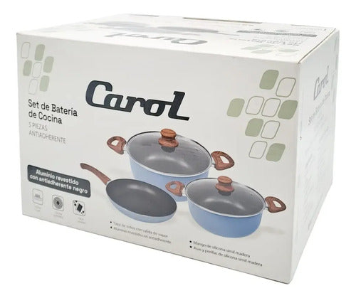 Bateria Set 5 Piezas Carol Cacerolas Sarten Aluminio Beige